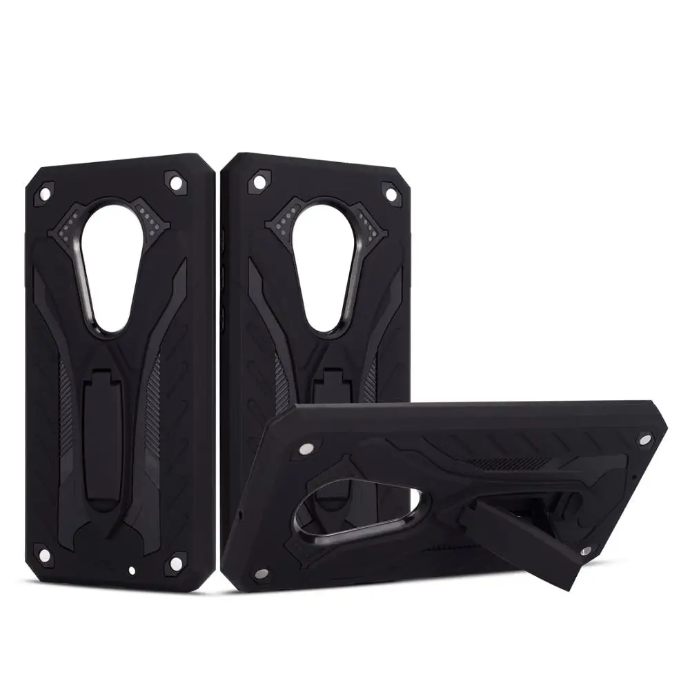 Black Чехол для MOTO G7 G6 G5 Plus Play power Cover Военная Броня двухслойная Защитная подставка чехол для MOTO E5 E4 Plus Play Cover - Цвет: Black