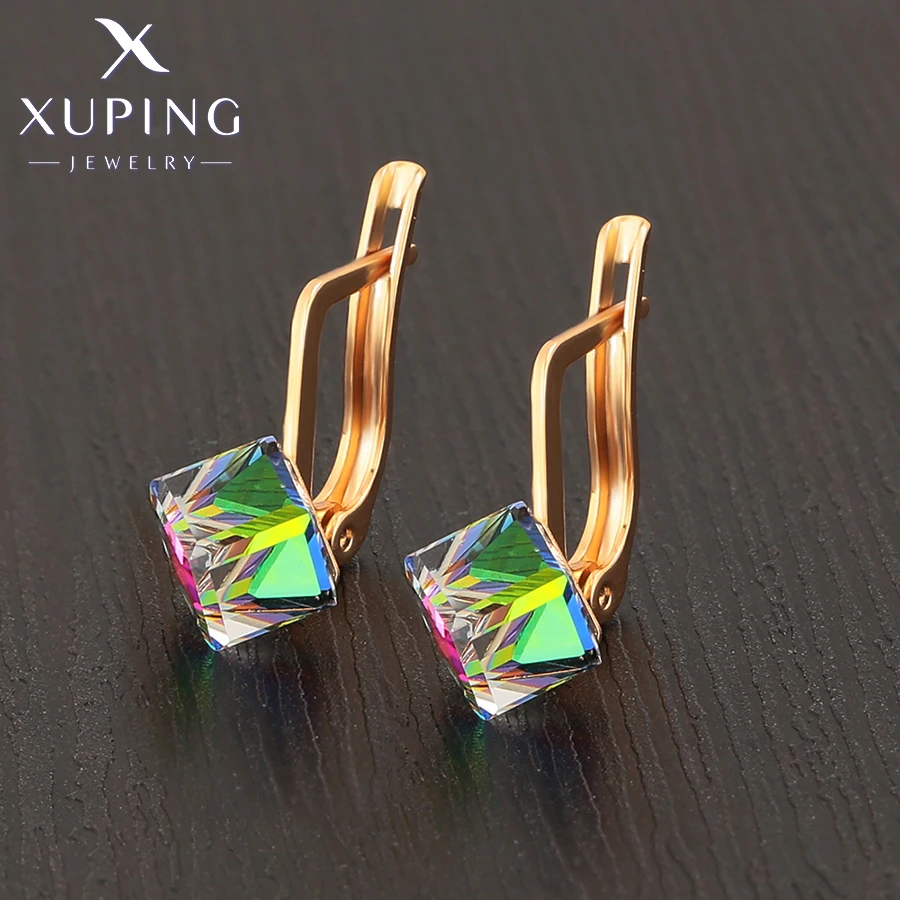Xuping Jewelry Luxury New Arrivals Square Shaped Charm Style Colorful Crystal Earring for Women Girls 810576594 | Украшения и