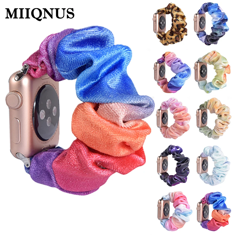 MIIQNUS градация фланелевая ткань резинка для часов сменный ремешок Apple Watch Series 5 4 3 2 1