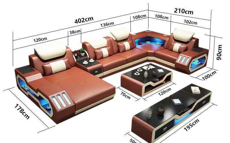 Мебель для гостиной новая модель led диван из натуральной кожи