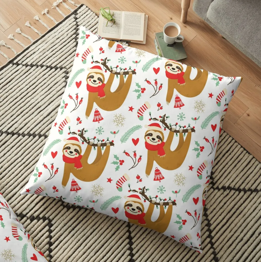 Christmas pattern of sloths dressed as Santa Claus1