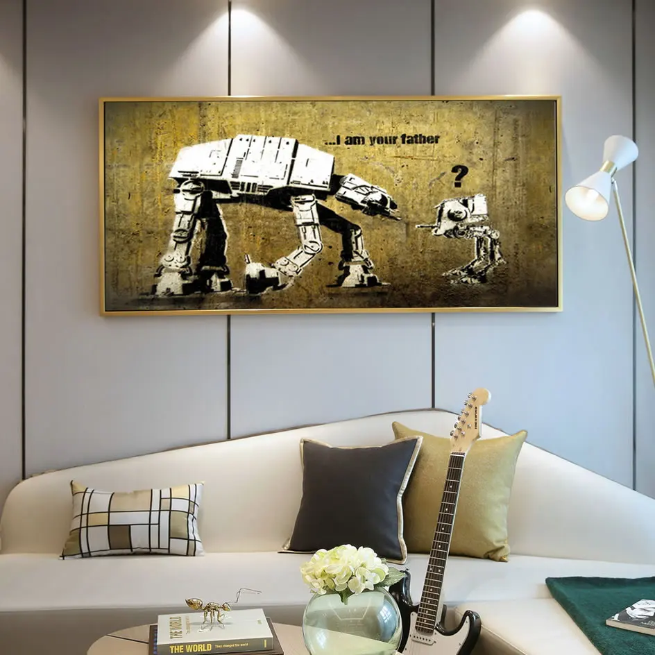 Banksy Robot I Am Your Father Posters And Prints Canvas Painting Fine Scandinavian Wall Art Picture For Living Room Home Decor Painting Calligraphy Aliexpress