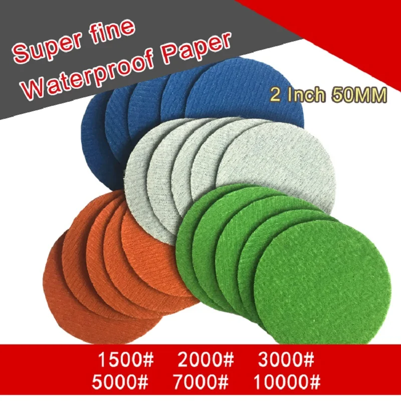 45PCS 2 Inch Hook Loop Waterproof Sandpaper Abrasive Paper 400 to 10000