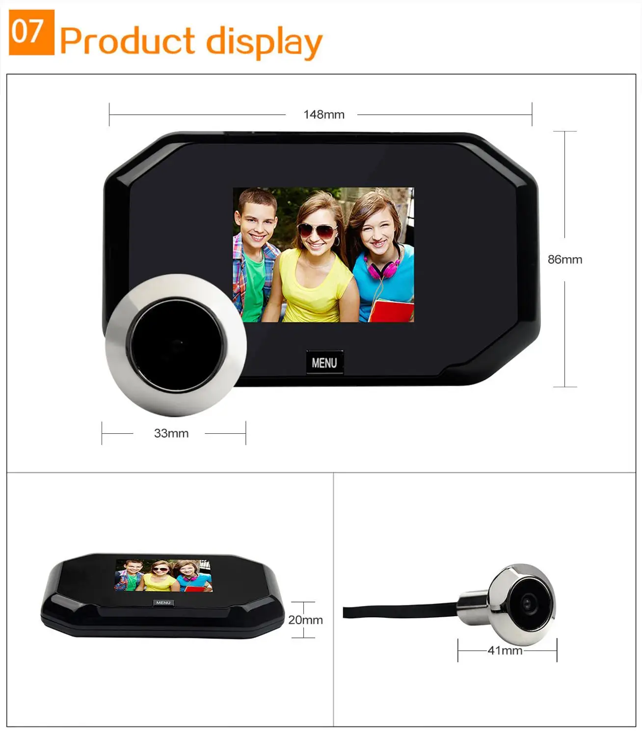 

3.0inch 160 degree Wide Angle IR Night Vision Video Door Phone Long Time Standby Visual Peephole Viewer