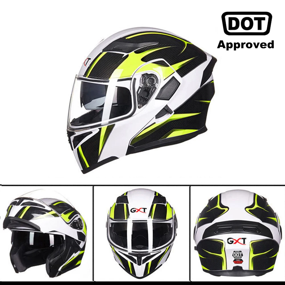 GXT New Motorcycle Helmet Flip up Motocross Helmet Capacete da Motocicleta Cascos Moto Casque Doublel lens Racing Riding Helmet - Цвет: Colour 3