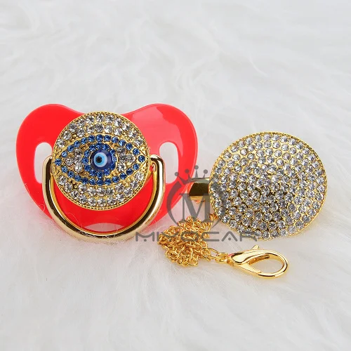 BLING BLING gold silver evil eye pacifier and pacifier clip unique design for baby SGS certificate safe and unique AEYE - Цвет: AEYE-5  0-6M