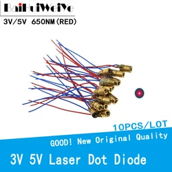 Lot de 10 modules de diodes Laser réglables, 3V 5V 650nm 5mW, Point rouge, viseur rouge, tête en cuivre, Mini pointeur Laser 6MM 5 millions Watt 