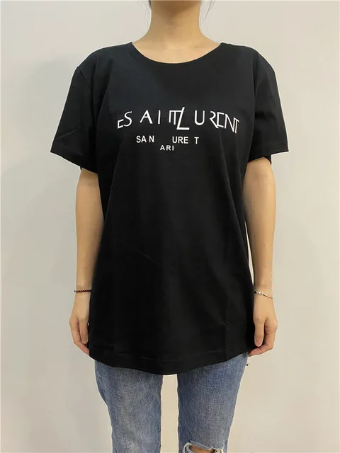 Women Summer T-shirt 100% Cotton High Quality Casual Loose Plus Size O-Neck Top Brand Female SL Letter Print Solid Lovers Tees