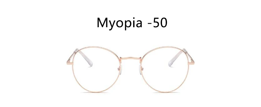 Gold 50 Готовые Очки для близорукости, женские и мужские, синий светильник, блокирующие прозрачные круглые очки, металлическая оправа для очков, ретро очки для компьютера - Цвет оправы: Gold 50