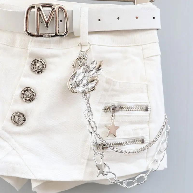 2025 sommer Neue Trend Punk Stil Elastische Dünne Sexy Damen Tasche Hüfte Denim Rock Weibliche Jeans Mini Rock Passenden Gürtel mujer – Detail 29