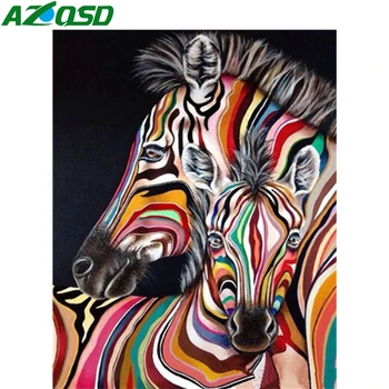 

AZQSD Paint By Number Zebra Canvas Painting Kits Home Decor Oil Painting By Numbers Animal Drawing On Canvas Handpainted Gift