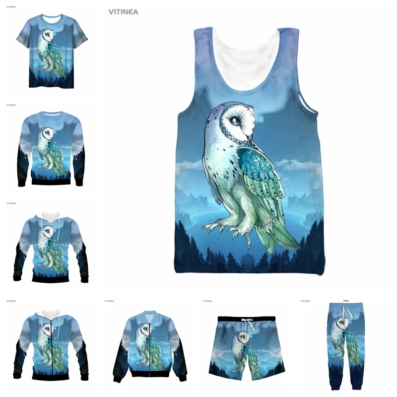 

vitinea New 3D Full Print OWLS T-shirt/Sweatshirt/Zip Hoodies/Thin Jacket/Pants Four Seasons Casual F07