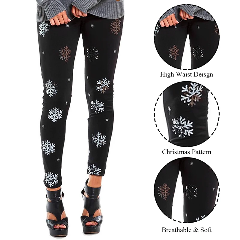 Christmas Legging Pants Womens Winter Skinny Elastic High Waist Leggings Female Printed Casual Slim Fitness Leggin Pants