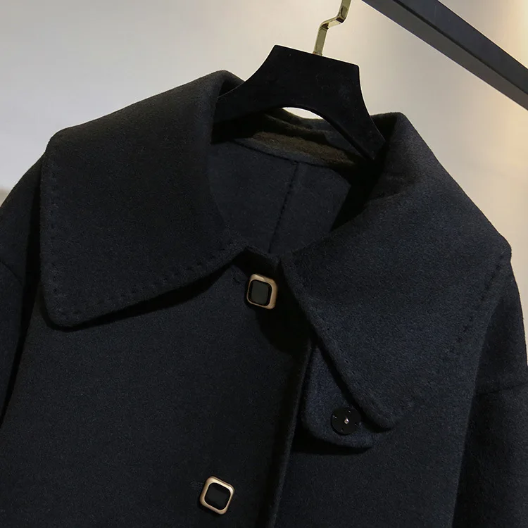 [Special Section] Retro Square Buckle Double-Sided Duffle Coat Mid-length Elegant Woolen Jacket WOMEN'S Dress Anna