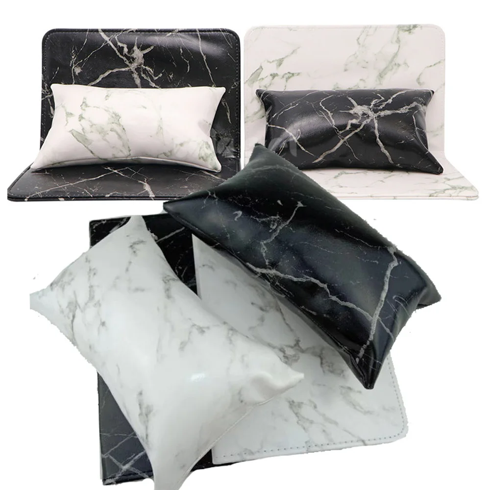 1Set Soft Washable Salon Nail Art Pillow With Mat Marble Multi-Color Hand Rest For Nail Professional Arm Holder Cushion Suit L#