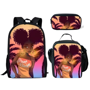 

African Girl Printed Backpacks Set for Girls School Back Pack for Child Bookbag Schoolbag Sets