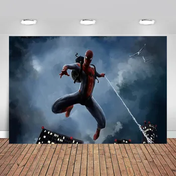 

Comics Superhero Avengers Spiderman Photography Backdrop Children 1st Birthday Photo Prop Studio Backdrop Background