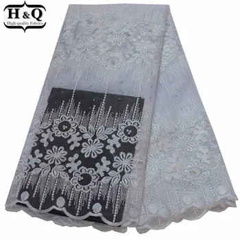 

New Wedding French Tulle Lace Fabric Embroidered Lace Milk Silk Lace African Net Lace With Stones Bridal Gown Long Dress 2019