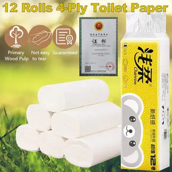 

Paper Towel 12Rolls/Lot 4Layers Toilet Roll Paper Household Bath Toilet Roll Paper Primary Wood Pulp Paper Roll Soft Touch