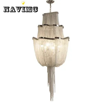 

Modern Chandelier After The Luxurious Restaurant Lamps Staircase Aluminum Chain Penthouse Floor Apartment Living Room