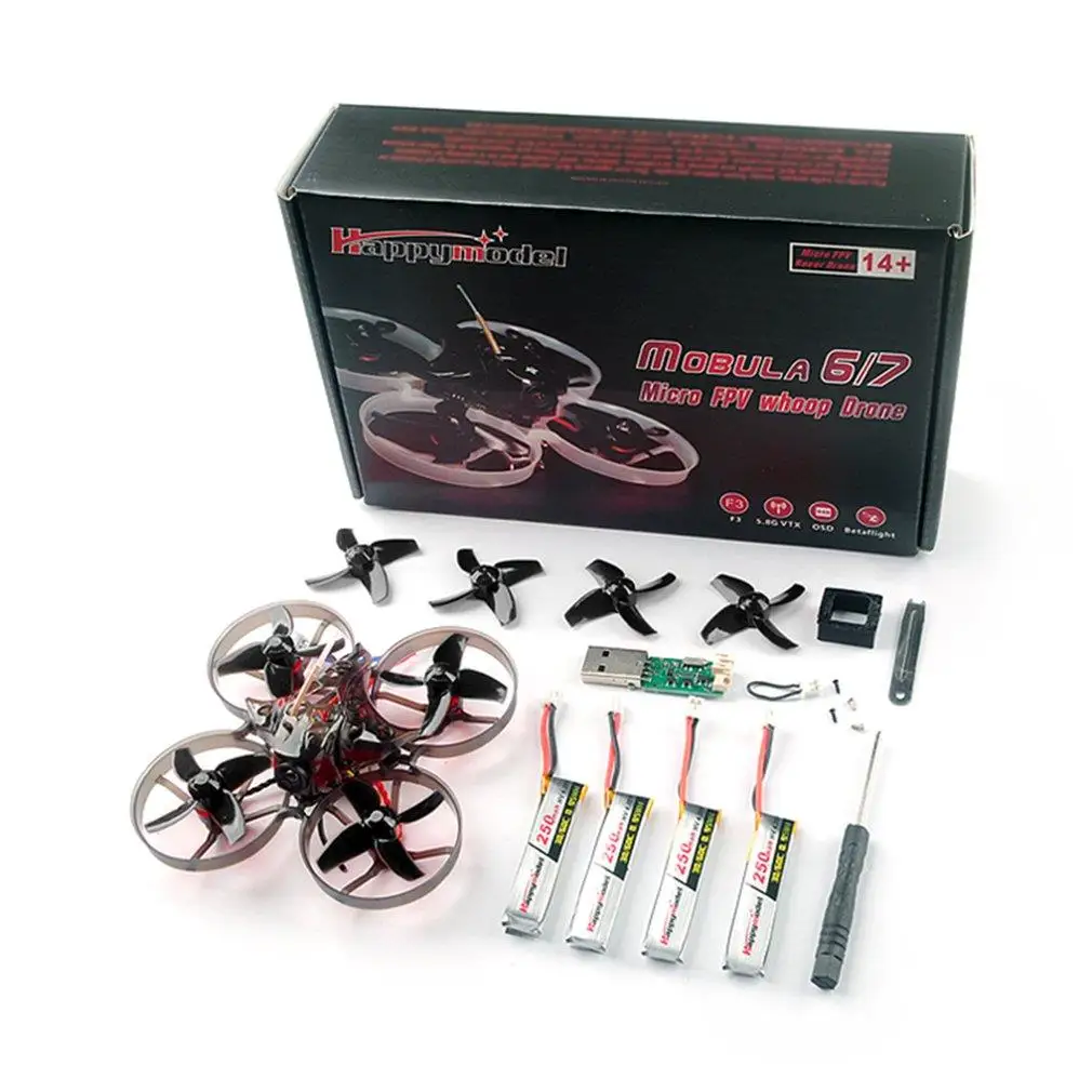 Happymodel Mobula7 75mm Crazybee F3 Pro OSD 2S BWhoop FPV Racing Drone Quadcopter w/ Upgrade BB2 ESC 700TVL BNF Compatible