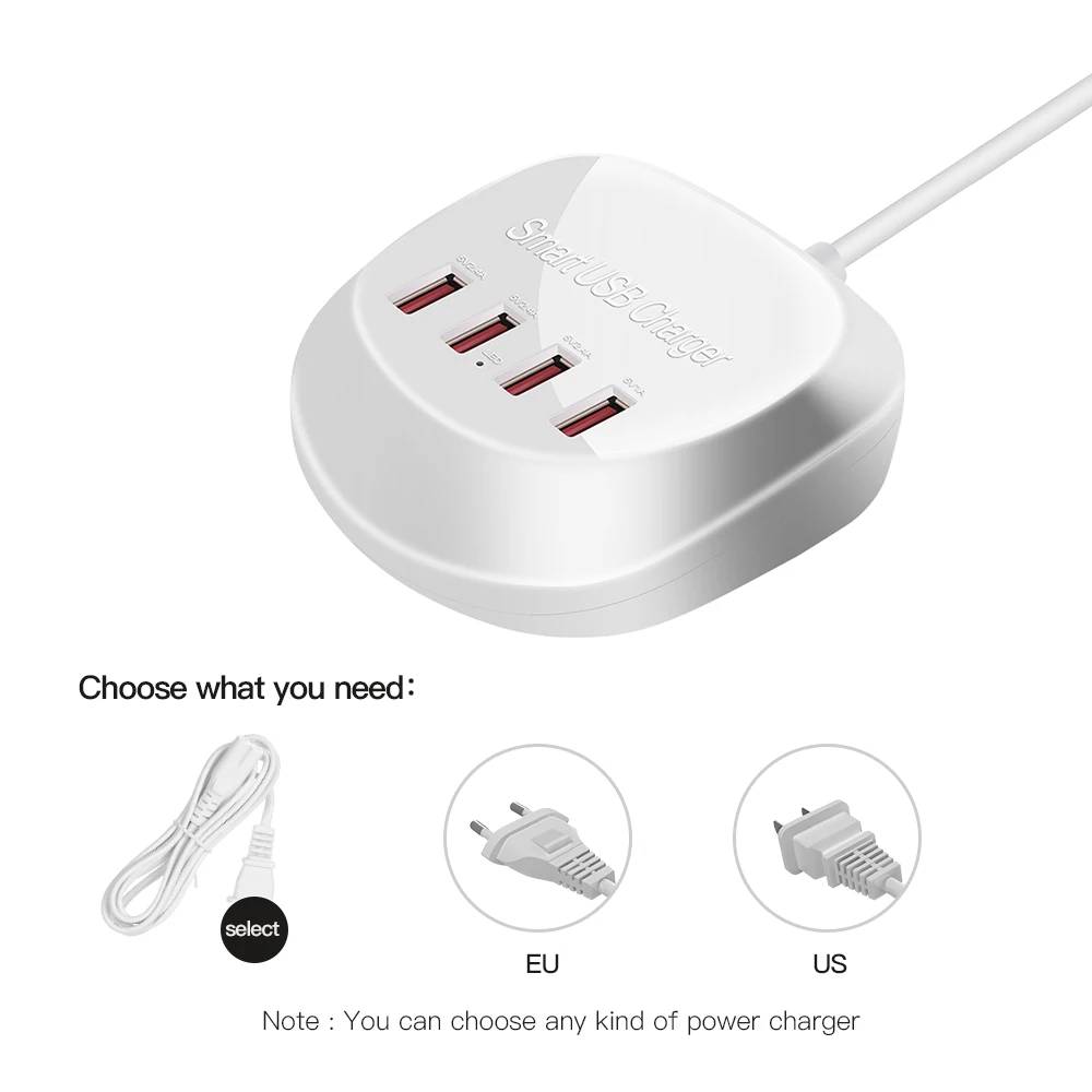 WLX-T3 Смарт многопортовое USB быстрое зарядное устройство Портативный четыре порта Быстрая зарядка несколько защита для мобильных телефонов Ноутбуки ЕС разъем