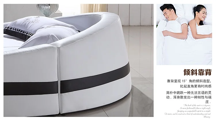 Умный каркас кровати camas набор мебели для спальни мебель кровать двуспальная горит кровати سرير светодиодный светильник круглый натуральная кожа кровать+ матрас