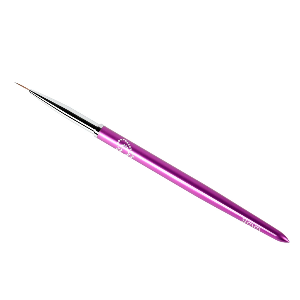ANGNYA 1Pcs 7/9mm Kolinsky Hair Nail Art Brush Metal Handle Heart-shaped French Lines Stripe Flower Drawing Liner Pen Nail Tools 3