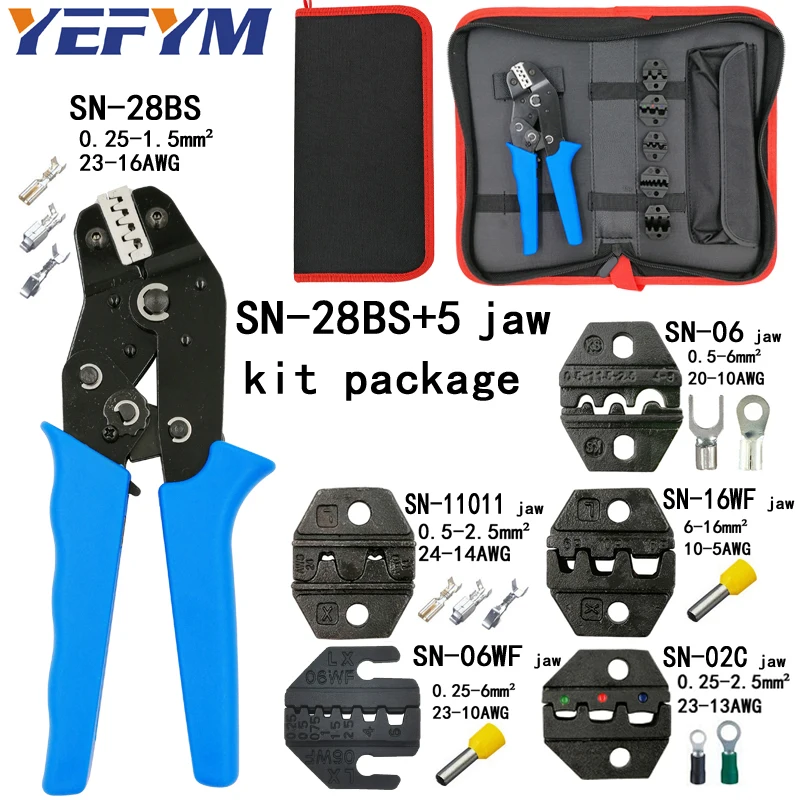 SN-28BS 5JAW KIT Обжимные клещи SN-28BS 8 челюсти комплект посылка для 2,8 4,8 6,3 VH2.54 3,96 2510/трубка/insuated клеммы Электрический зажим для рыбалки - Цвет: SN-28BS 5JAW KIT