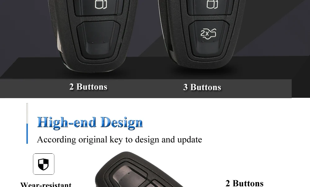 Keyforkess Flip pieghevole chiave a distanza Shell Car Key Cover 3 pulsanti per Ford Focus Mondeo Fiesta 2013 Fob custodia Auto con lama HU101 - Hd7a47d75a50240b494b176eb46c83a17o