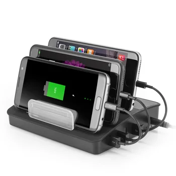 

USB Charging Station Dock Fast Charge Docking Station for Multiple Devices Multi Device Black Charger Compatible with iPhone cl