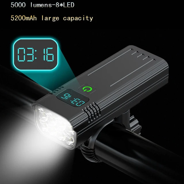 Faro LED de alta potencia para bicicleta, linterna recargable por USB,  batería Digital, 10000mAh, 6-12LED, 5000LM - AliExpress