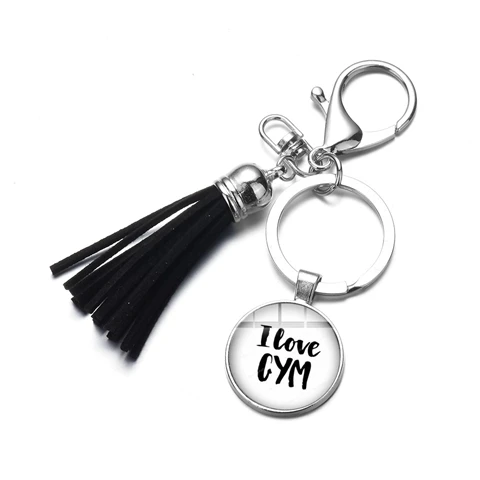 SONGDA Cool I Love Gym Cartoon Barbell брелок модный гимнастический тренажер стеклянный купол брелок для ключей с кисточкой спортивные изысканные безделушки - Цвет: Style 13