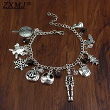ZXMJ Кошмар перед Рождеством браслет Хэллоуин Джек Скеллингтон Салли снежинки Череп Браслеты с тыквой рождественские подарки