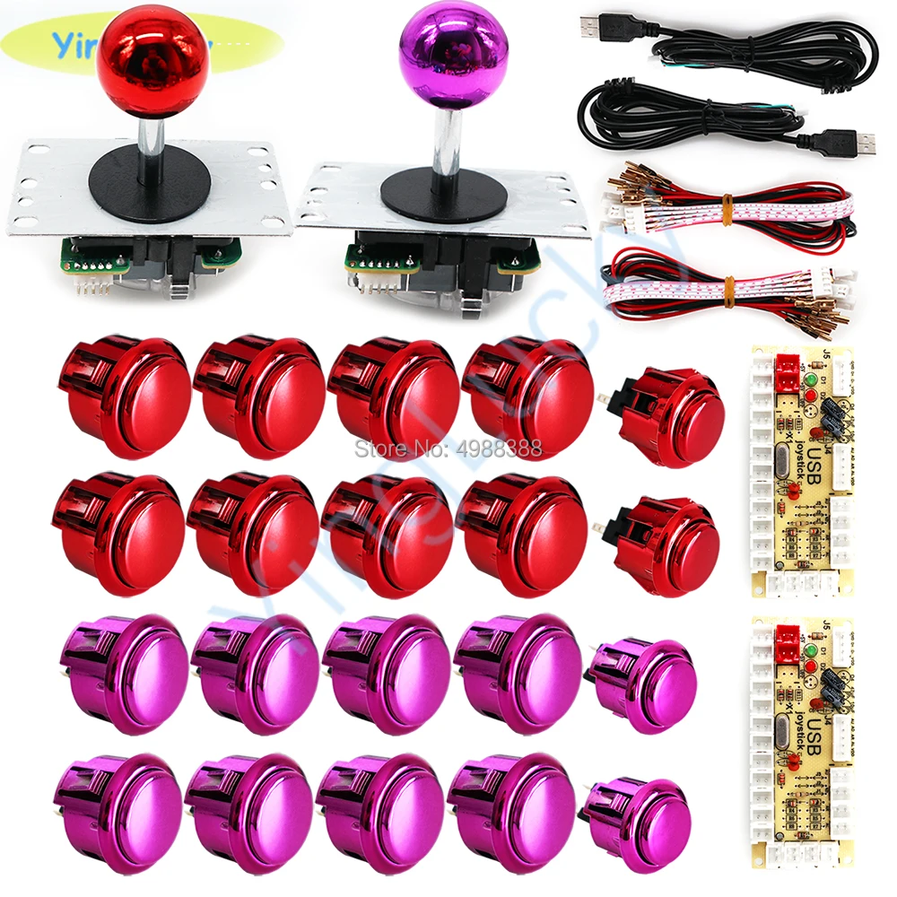 Wholesale + New kit + 30mm silver button + 24mm button + LED5V joystick + pandora box 9D