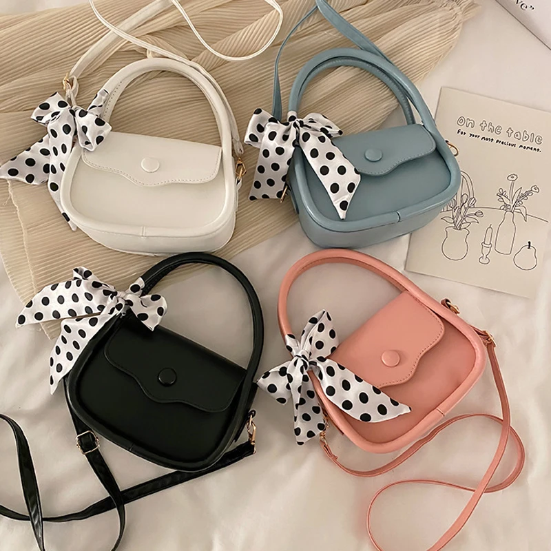 2021 New Small Handbags Bow Shoulder Bag Fashion Solid Crossbody Bags For  Women Pu Leather Designer Top-handle Bag