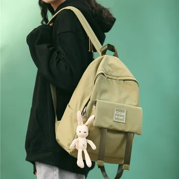 

Backpack female 2020 new college student solid color schoolbag large capacity computer bag travel simple backpack