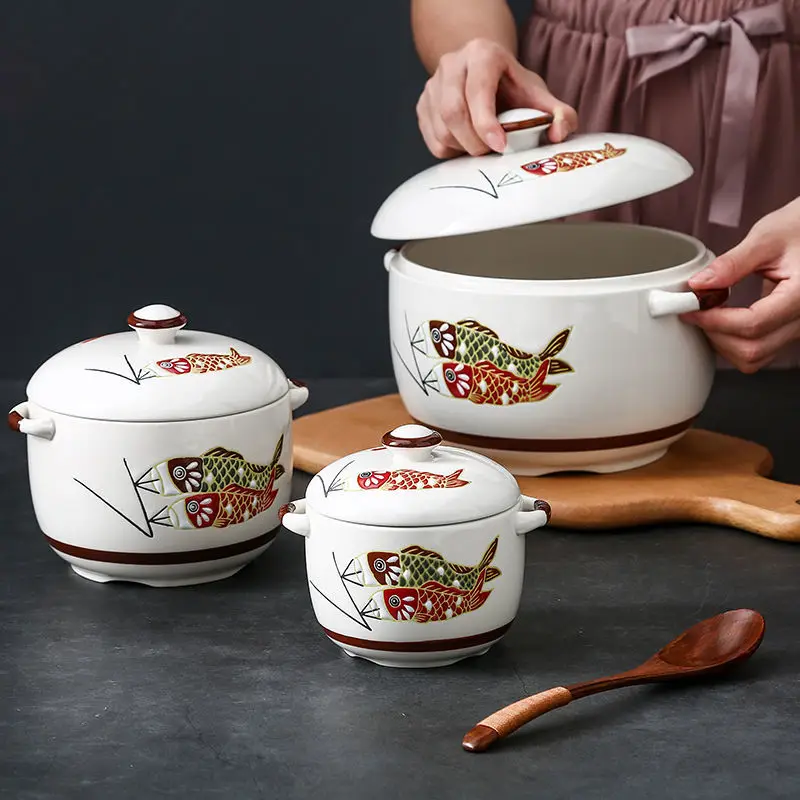 Керамическая кастрюля для супа тушения молока птичье гнездо тушение с крышкой