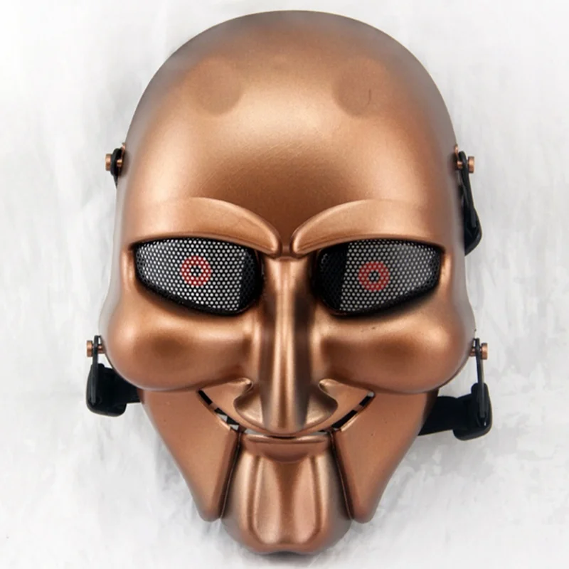 Тактическая пила кукла пила Полное Лицо Маска для косплея на Хэллоуин сетка череп военная армия Airsoft Wargame пейнтбольные маски - Цвет: Copper