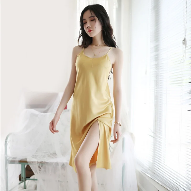 X Summer Design Long Sling Slit Sexy Beauty Back Nightdress Back Cross Nightdress Fashion Casual Wear Home Nightdress