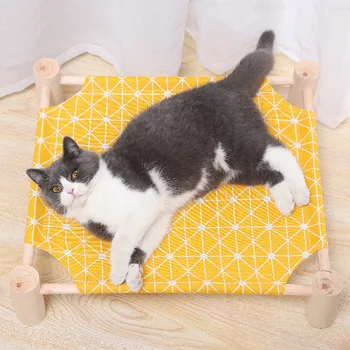 

Detachable Wooden Cat Hammock Bed Pet House For Dog Puppy Lazy Mat Cushion Lounger For Cat Kitten Cottages Pet Sleeping Supplies