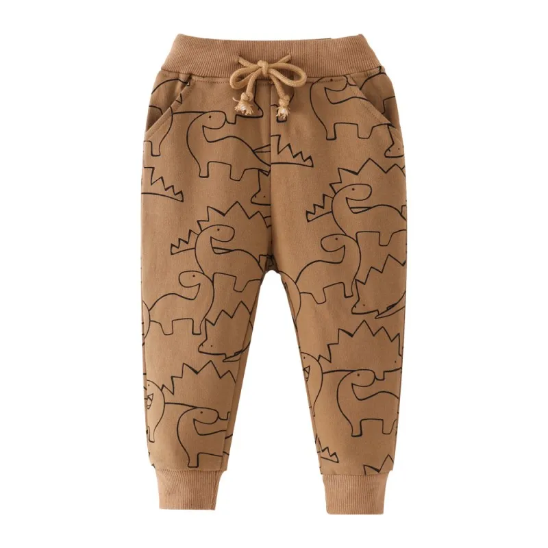 Детские спортивные штаны для мальчиков с рисунком динозавра; зимние Хлопковые Штаны для мальчиков; детская одежда; брюки для мальчиков