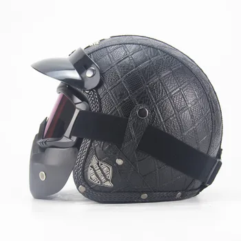 

Handmade retro battery car helmet full helmet men and women personality motorcycle 3 / 4 helmet pedal cruiser protective helmet