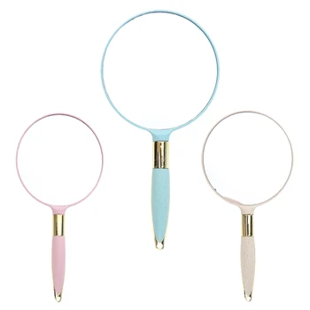 

European Style Compact Personal Handheld Round Mirror with Handle for Makeup Vanity Travel Skin Care Salon Use