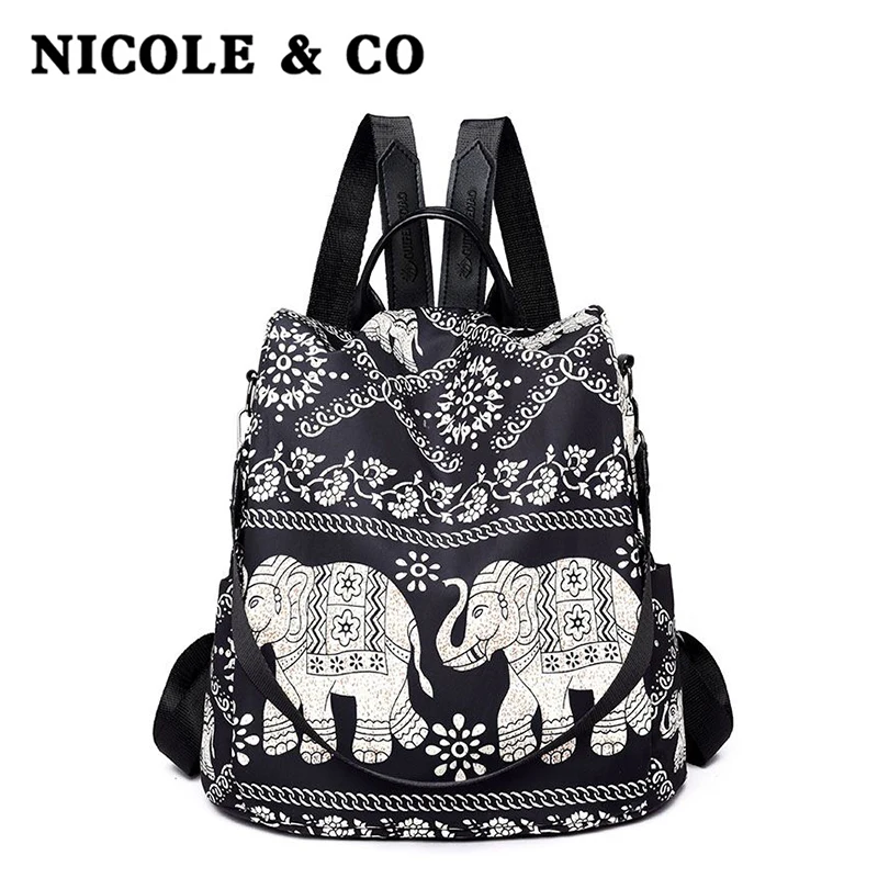 

NICOLE & CO backpack travel soft lady backpack adult shoulder bag fashion style the Computer bag Guard against theft backpack