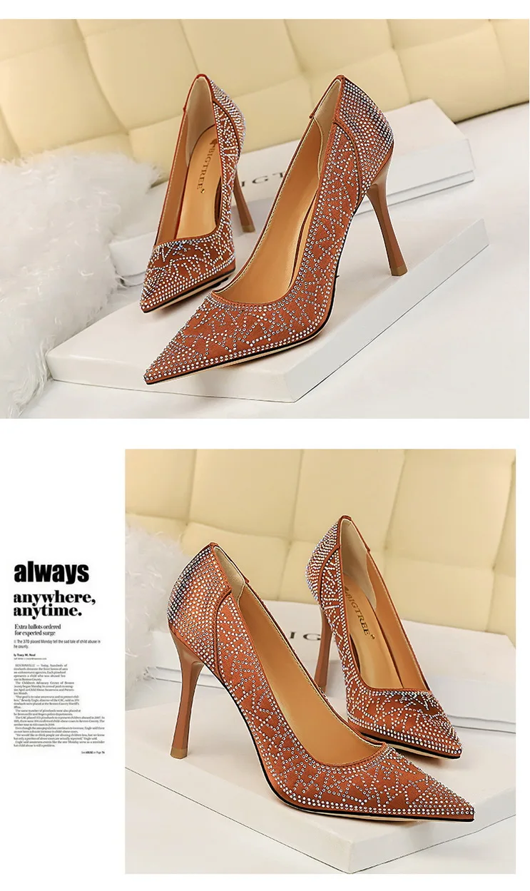 BIGTREE tacones altos mujer; пикантная обувь больших размеров; женские туфли на высоком каблуке со стразами; topuklu ayakkabi bayan; женские туфли-лодочки на шпильке
