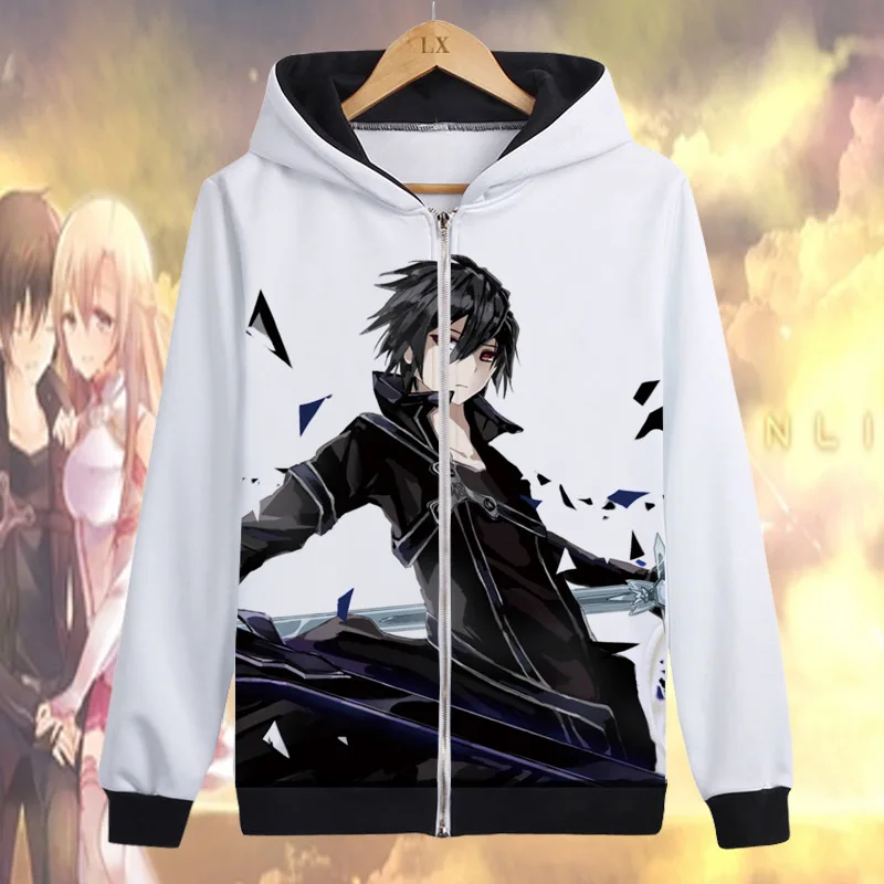 Аниме Толстовка с капюшоном Sword Art Online Alicization повседневные толстовки на молнии с капюшоном для мальчиков Academy SAO World пальто японский мультфильм