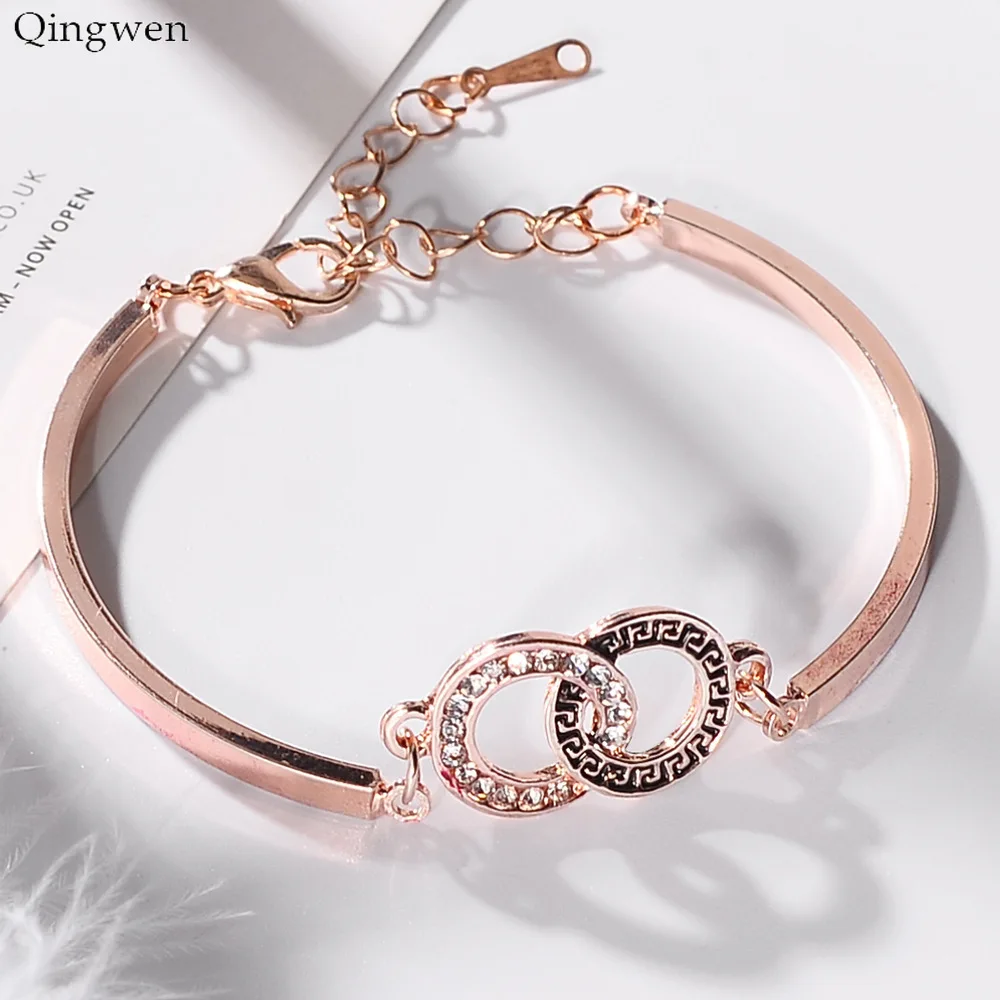 Qingwen Fashion Jewelry Rose Gold Bracelet Concentric Circle Pendant Charm for Women | Украшения и аксессуары