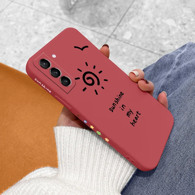 Wild Goose Liquid Silicone Case For Samsung Galaxy S21 S20 S10 Note 20 10 Camera Protective Soft Phone Back Cover On A72 A52 A42 Camellia Red