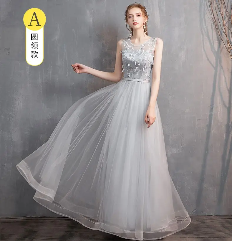 Abito damigella new lace star 4 style A Line grey bridesmaid dress long vestido dama de honra wedding guest dress Plus size